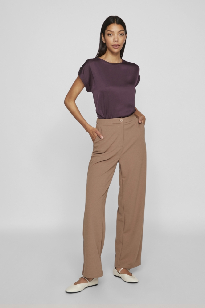 VIELLETTE S/S SATIN TOP - NOOS 14059563 PLUM PERFECT